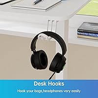 Vista 6 de Standing Desk 48 Inch Electric Adjustable Height Desk with Headphone Holder Ergonomic Computer Desk for Bedroom Office Home White