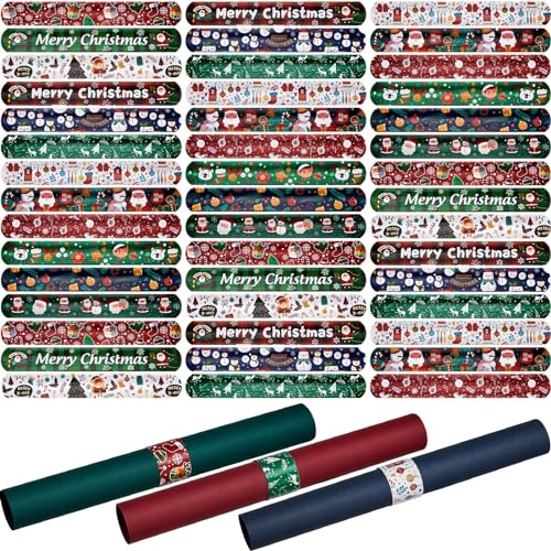 Lewtemi 48 Pieces Christmas Wrapping Paper Roll Holder Holiday Flip