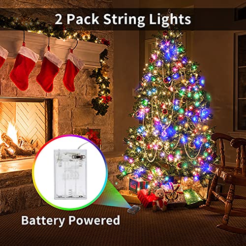 RGB led-lichtsnoer, verpakking van 2 stuks, 12 m, 120 leds, op batterijen, flexibel gloeiwormpjeslicht voor slaapkamer, bruiloft, verjaardagsfeest, kerstdecoratie - Image 5