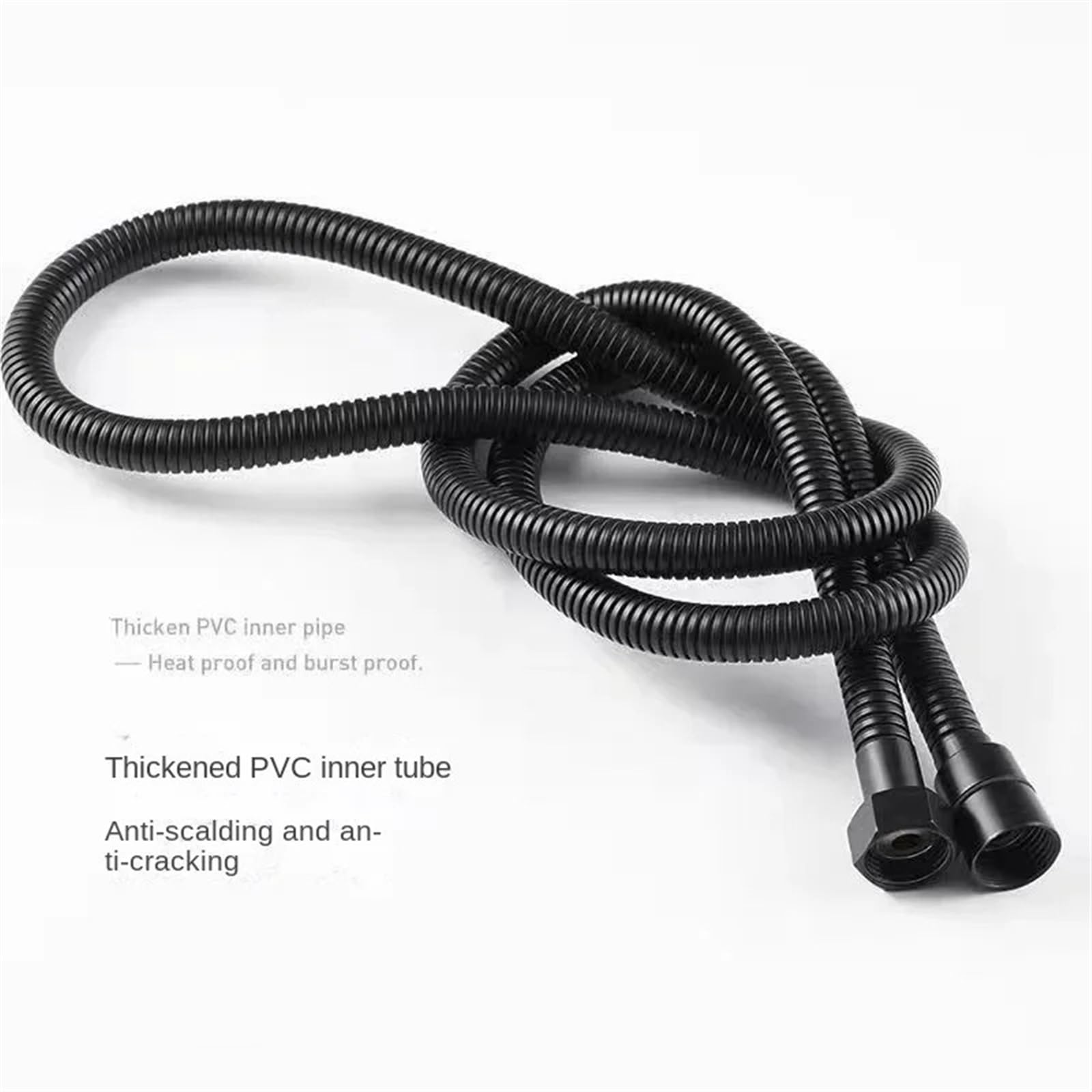 Manguera de Ducha Manguera de ducha Flexible negra/plateada 1,5/2M, extensión tubo baño largo, agua, accesorios, 2 uds(Black,1.5m)