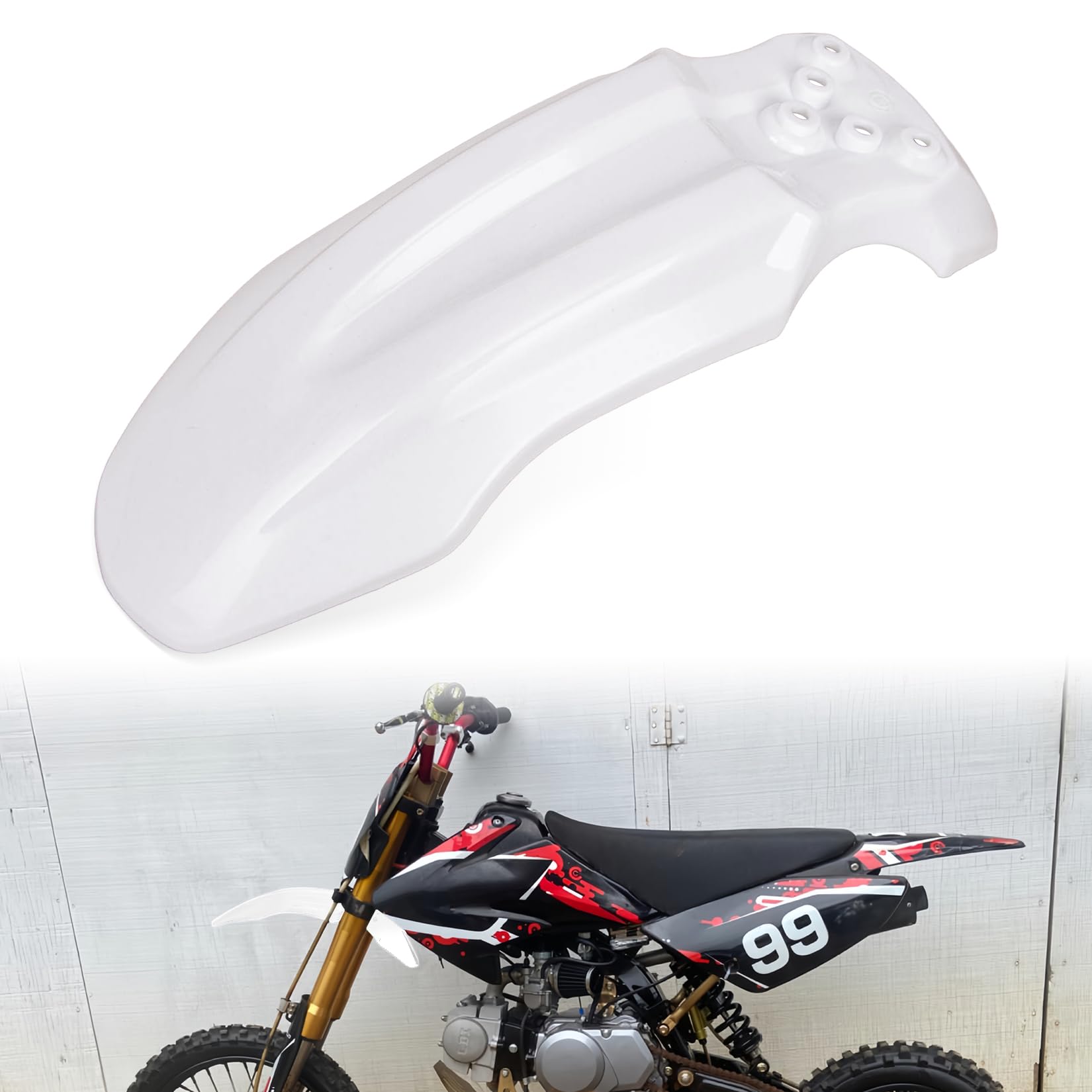 PSLER Front Mud Guard for Tuttio Soleil 01, Yozma IN10 Dirtbikes, White