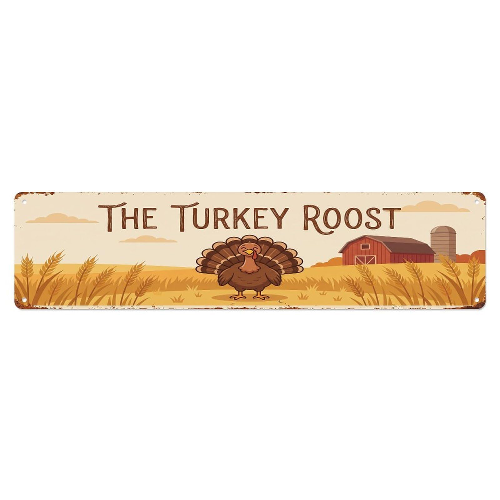Vintage Turkey Farm Scene The Turkey Roost Metal Tin Sign