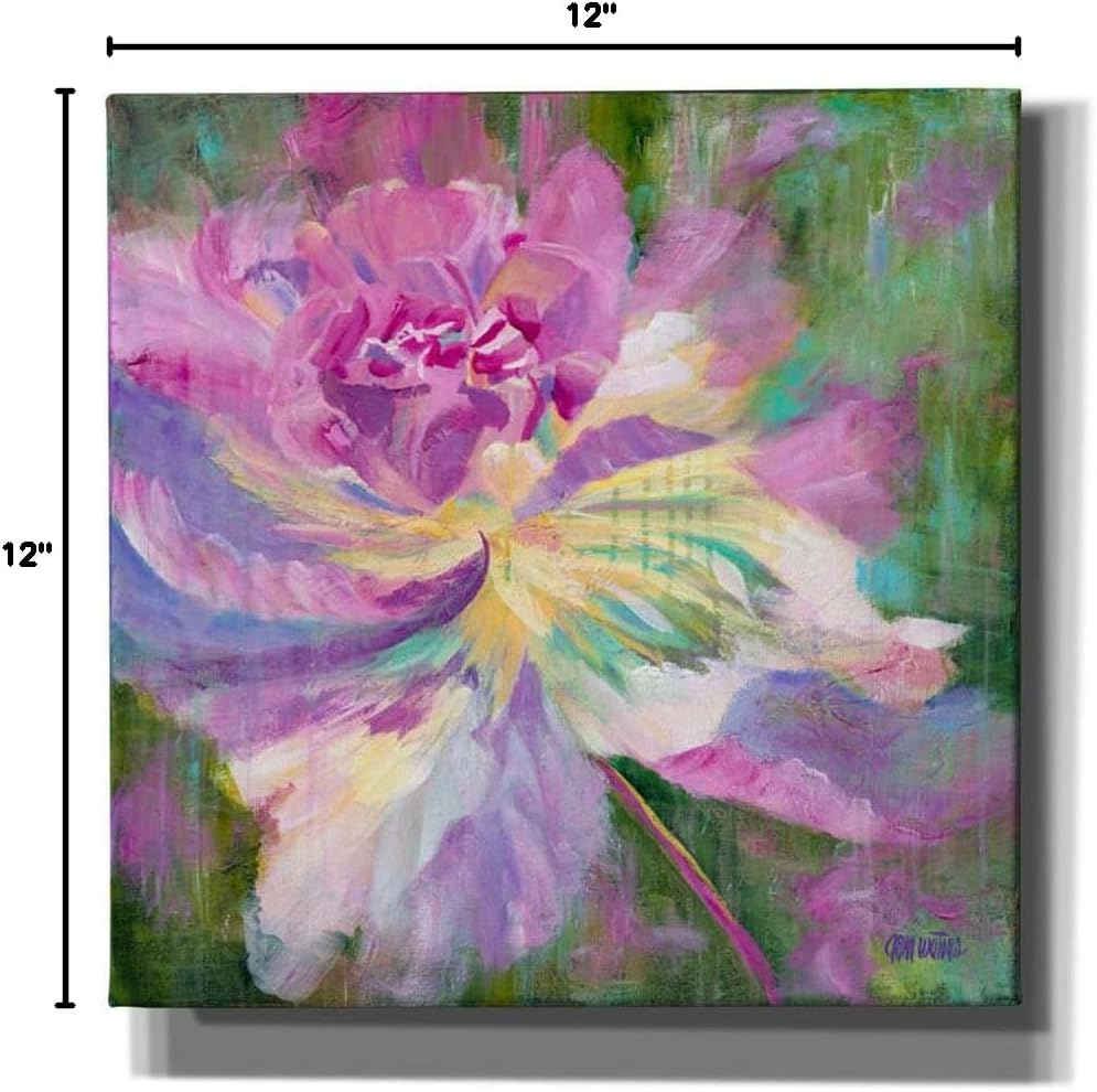 Epic Graffiti ' Raspberry Sundae Peony' by Anne Waters Giclee Canvas Wall Art, 12" x 12", Purple