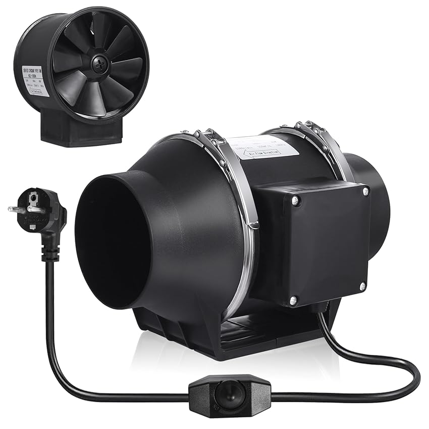 Immagine del prodotto Vehipa Ventola di Aspirazione 100 mm in Linea, Estrattore Aria 220m³/h 220 V, Adatto per Tende di Piantagione, Bagni, Cucine, Ventilazione e Scarico Interni