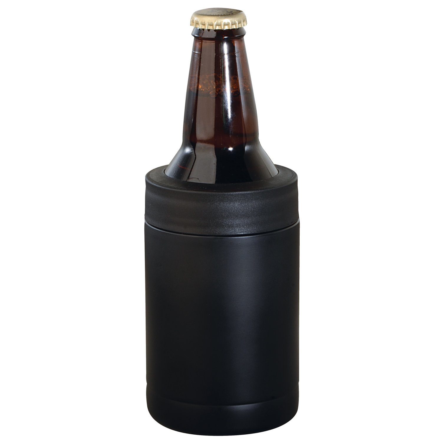 Thirsty Rhino Blok, 12 oz Stainless Steel Beer Can & Bottle Holder Can Cooler Insulator, Double Wall Vacuum Insulated, Set of 1 (Black)