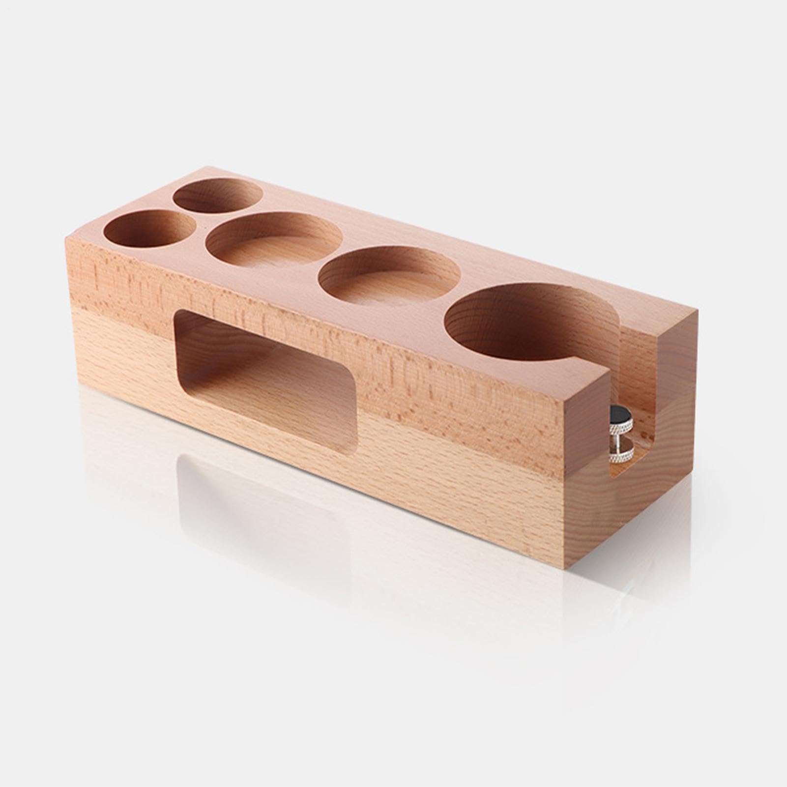 Uchwyt na tamper do espresso 58 mm drewniany naturalny wielofunkcyjny | Organizer na Akcesoria do Kawy do kawiarni domu kuchni blatu kącika kawowego porannego codziennego parzenia przech