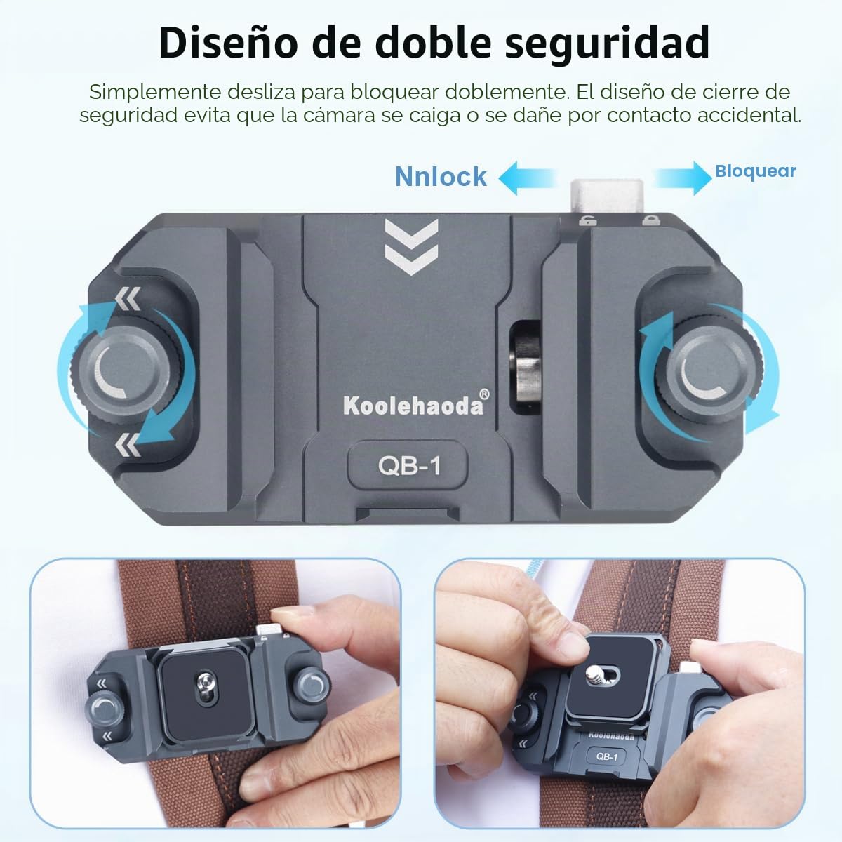 Koolehaoda QB-1 Clip para Cámara Soporte en la Correa para el Hombro O cinturón para Cámara de Acción, Máquinas de Tarjetas, Cámara DSLR y Binoculares