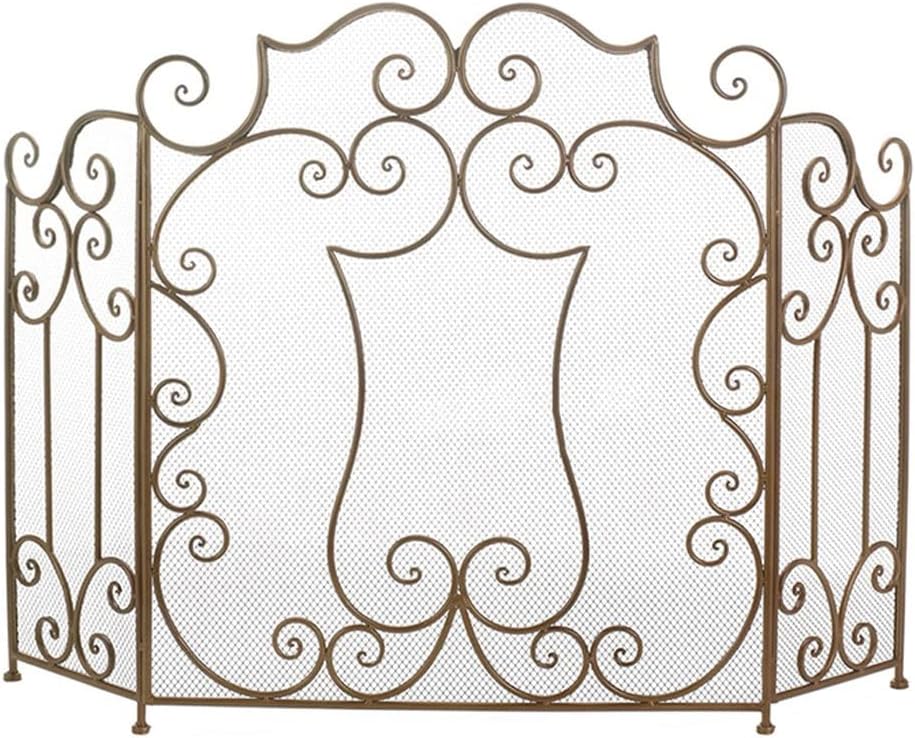 Fireplace Screen Fireplace Screen Living Room Retro Decorative Screen Metal Hollow Carved Floor-to-Ceiling Fire Partition Screen Fireplace Spark Mesh