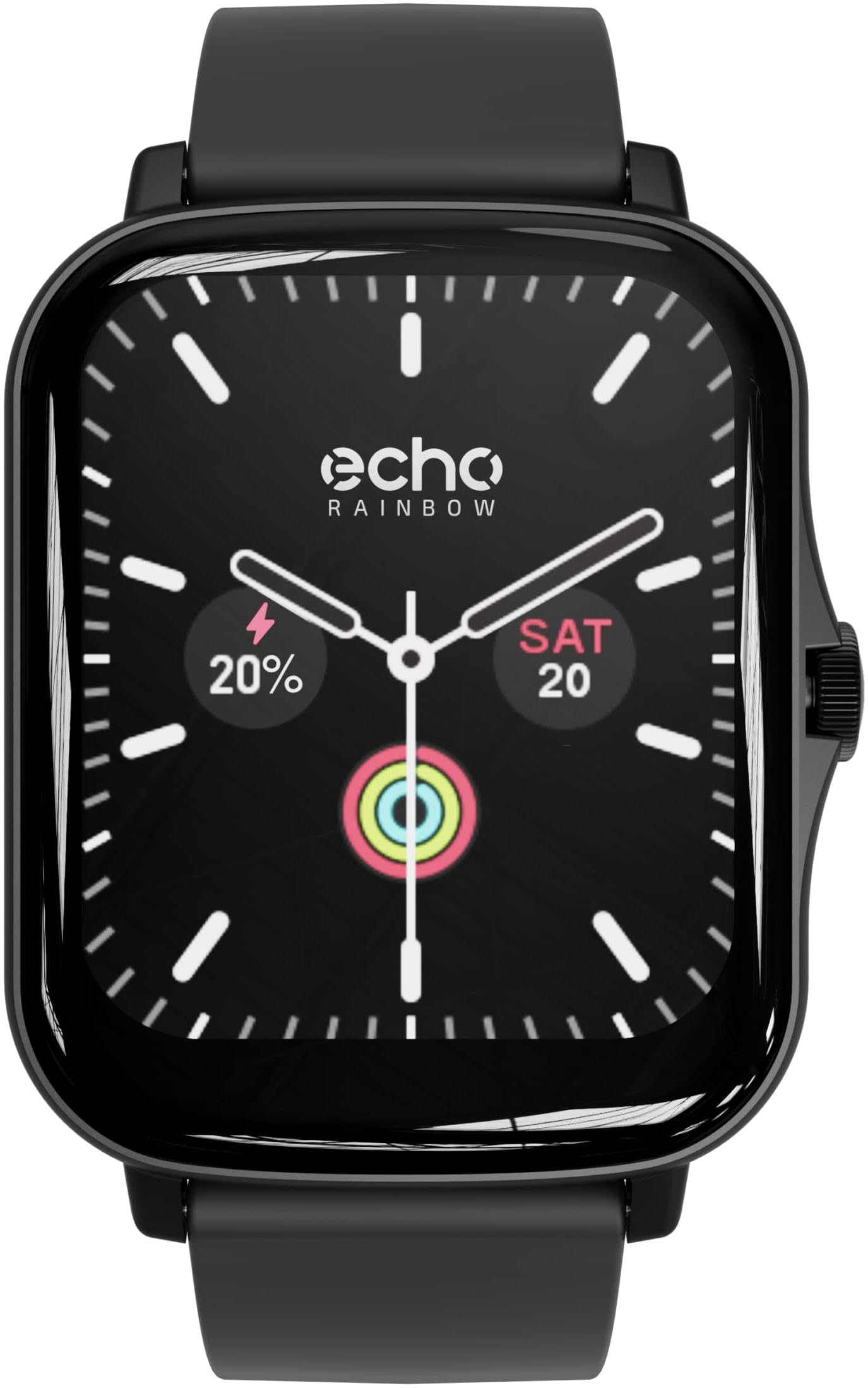 ECHO RAINBOW Smartwatch on a wrist, displaying time and activity data
