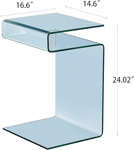 Miniatura 2 de Kdgude Mesa auxiliar de cristal transparente, mesa de sofá moderna doblada, mesita de noche, mesa auxiliar de cristal para sala de estar, mesita de