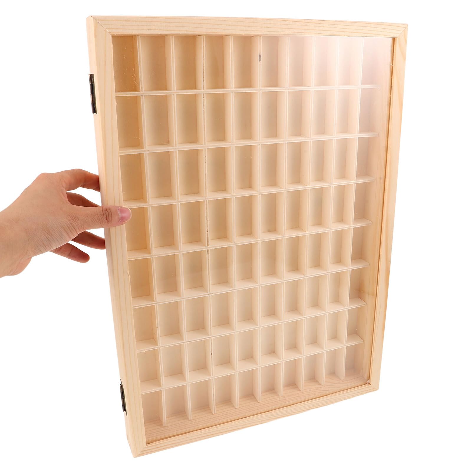 Elegante Holz Aufbewahrungsbox mit Transparentem Sichtfenster und 80 Fächern zur Präsentation von Mineralien und Kristallsammlungen für Ausstellungen und Schule