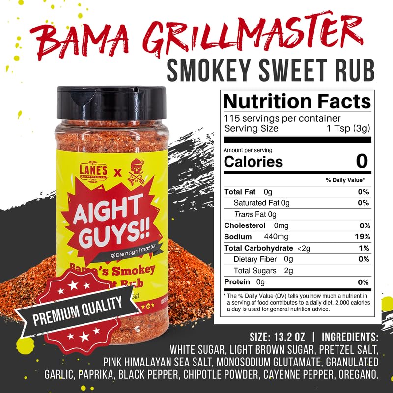 Miniatura 2 de Lane's Bama Grill Master - Condimentos y frotaciones para barbacoa, condimentos dulces y ahumados para carnes y verduras a la parrilla para ahumar,