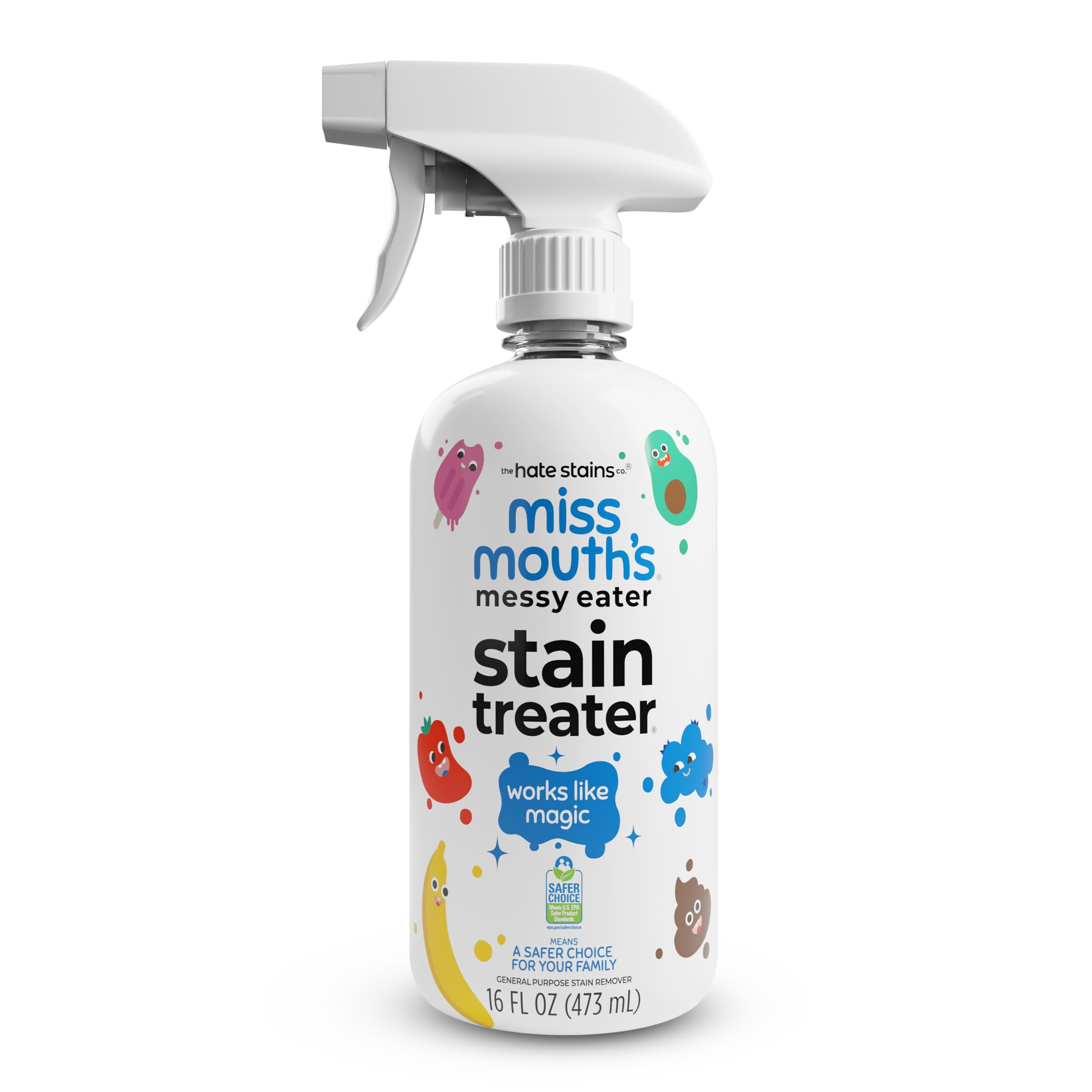 Miss Mouth's Messy Eater Stain Treater Spray - 16oz Stain Remover - Newborn & Baby Essentials - No Dry Cleaning Food, Grease, Coffee Off Laundry, Underwear, Fabric 16oz Spray Remover