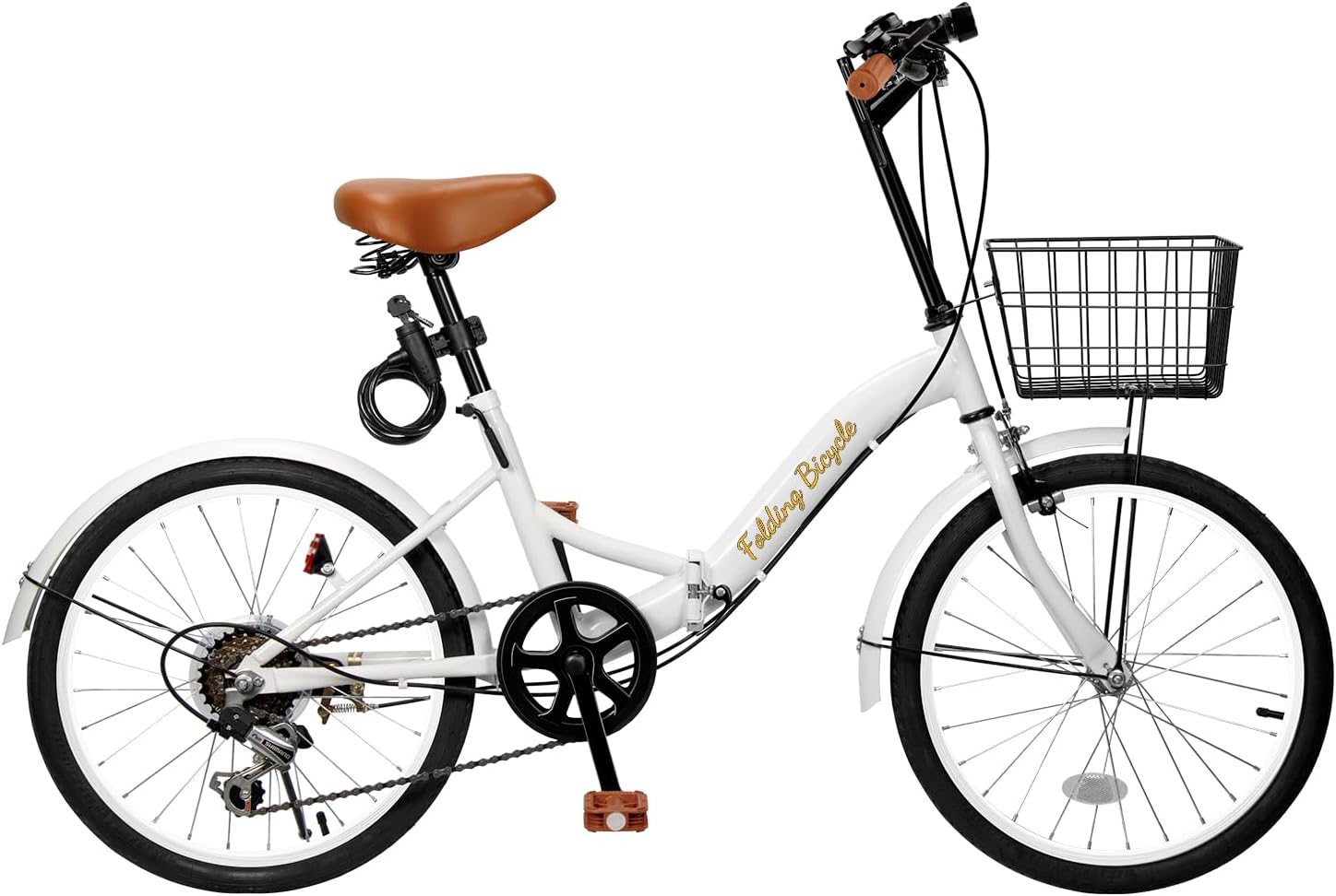 Mixiu 折りたたみ自転車 折り畳み自転車 20インチ 折畳み自転車 6段変速 高炭素鋼フレーム ハンドル・サドル高さ調整可能 前後泥除け装備 ワイヤーロック、ライト、カゴ、空気入れ付き 男女兼用 通勤 通学 旅行