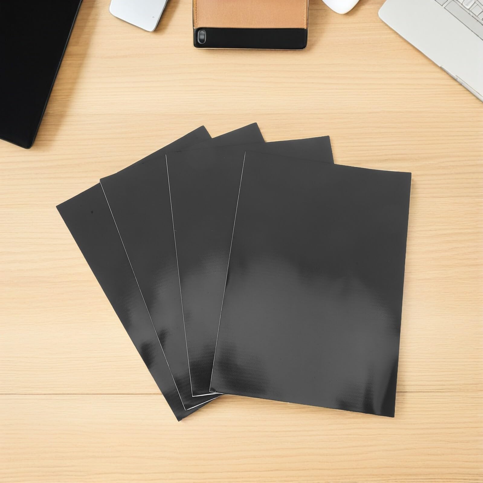 SHINEOFI 4 Láminas Magnéticas Autoadhesivas A4 Flexibles de Goma Adhesivo Resistente de 1 MM de Grosor para Manualidades Decoración Notas y Organización en Oficina Cocina y Aula