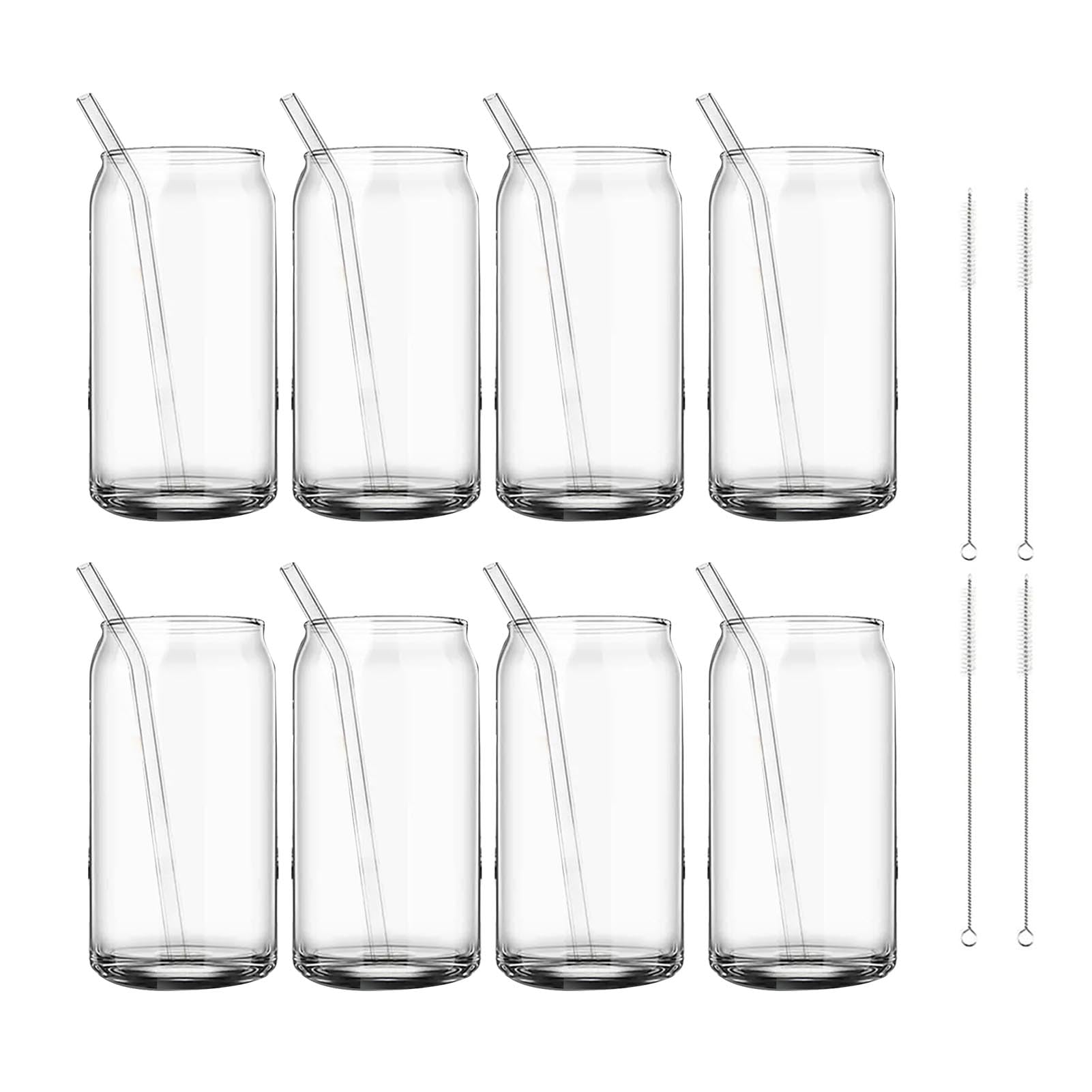 Greensen Glasbecher mit Strohhalm Wiederverwendbare Trinkgläser mit Deckel Borosilikatglas für Home Bar Office Kaffeesaft