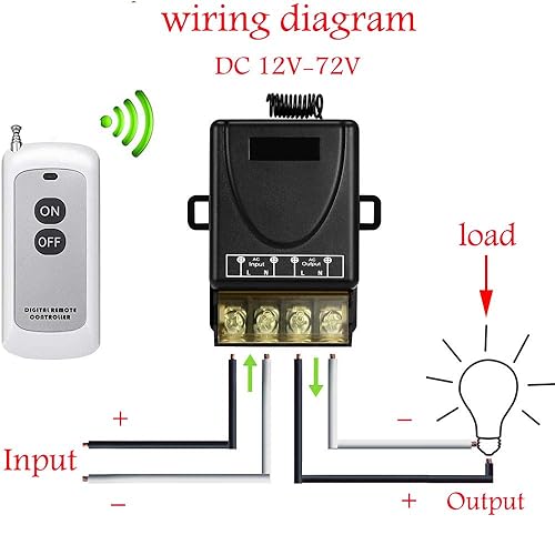 Miniatura 2 de VONVOFF - Interruptor remoto inalámbrico DC12V con 984 pies de largo alcance DC12V24V48V72V interruptor para alarmas antirrobo, sistemas de