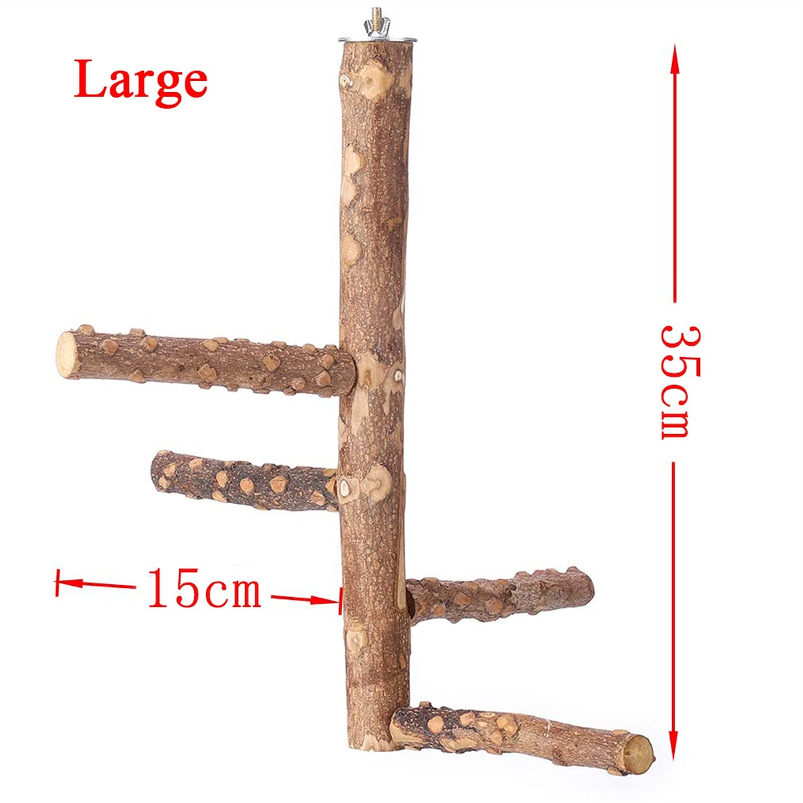 Giocattoli per Uccelli Vestito da parrocchetto in Legno Naturale Giocattoli parrocchetti per Carri per pappagalli Conforms Budgie Platform Hanging Multi Branch Sych (Color : Small)