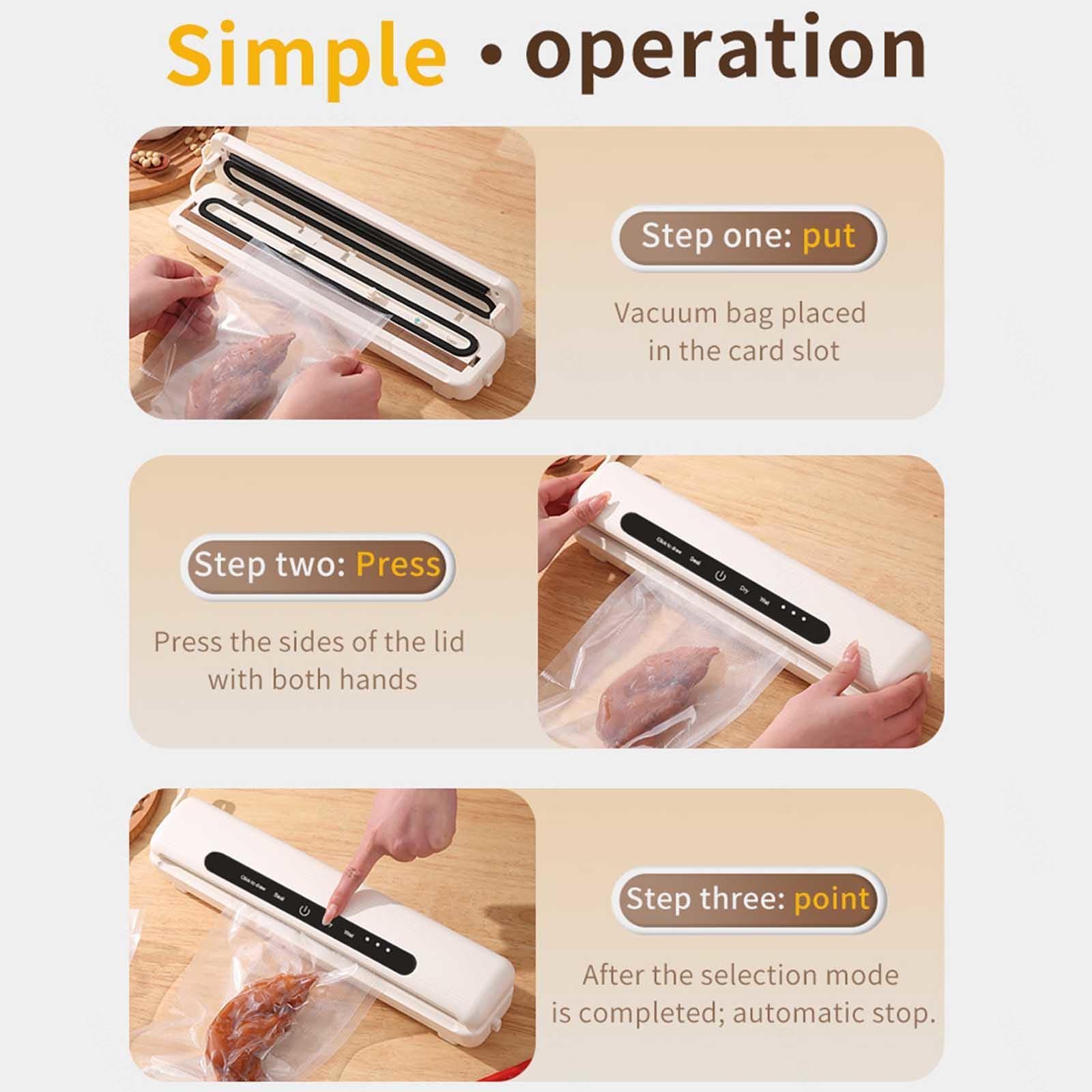 Sottovuoto Modalità a Secco e Umido, Macchina Sottovuoto per Alimenti 10 Sacchetti Sottovuoto Sottovuoto Alimenti Larghezza di sigillatura 30 cm,white