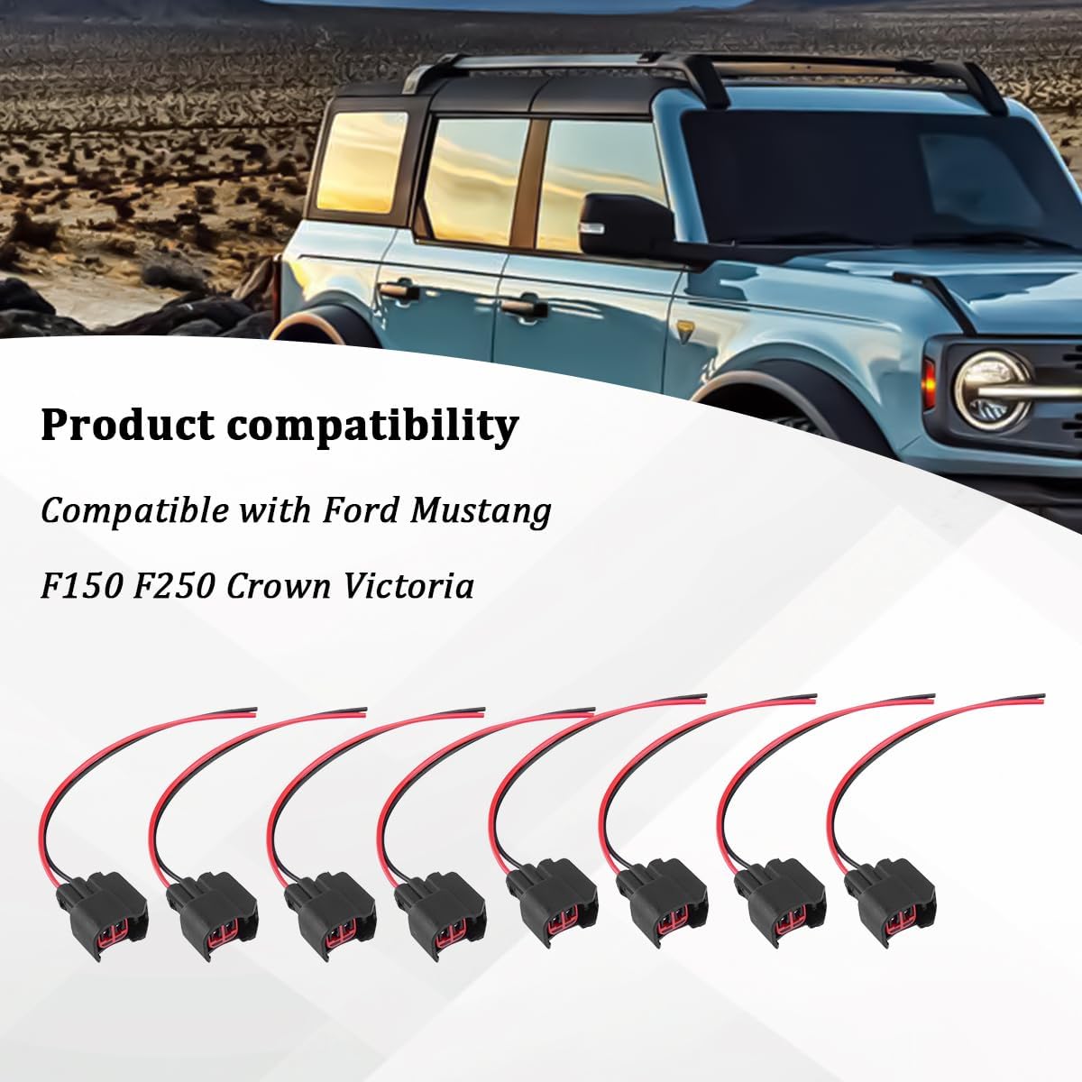 8PCS Car Fuel Injector Pigtail Connector Plug Wire EV6, Vehicle Fuel Injector Pigatail Wiring Harness Socket Plug, Compatible with Mustang F150 F250, Crown Victoria