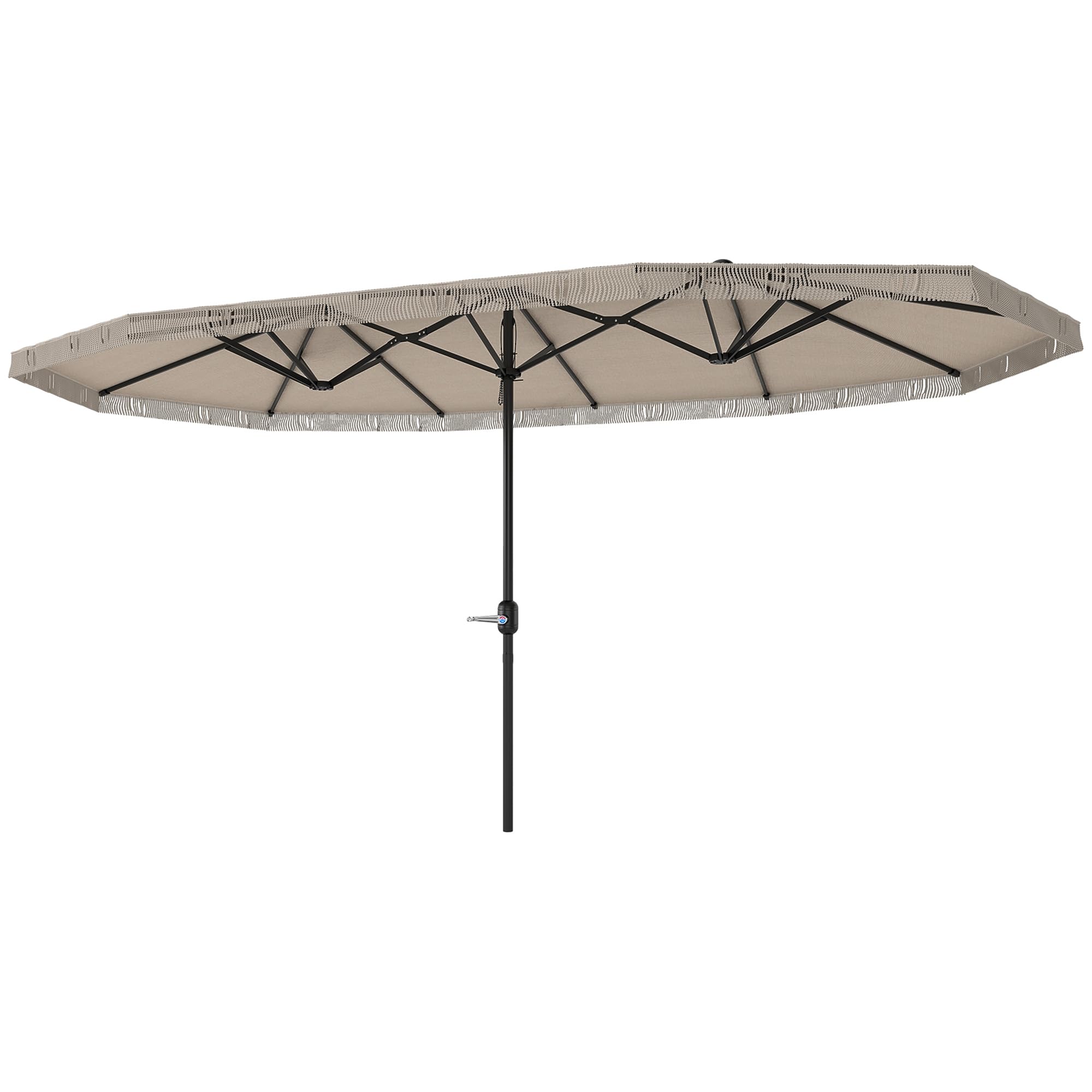 Outsunny Zewnętrzny parasol ogrodowy, podwójny prostokątny, 4,5 x 2,65 x 2,6 m z otworem korbowym i frędzlami, płótno 180 g/m², parasol na balkon, basen, taras, kremowy