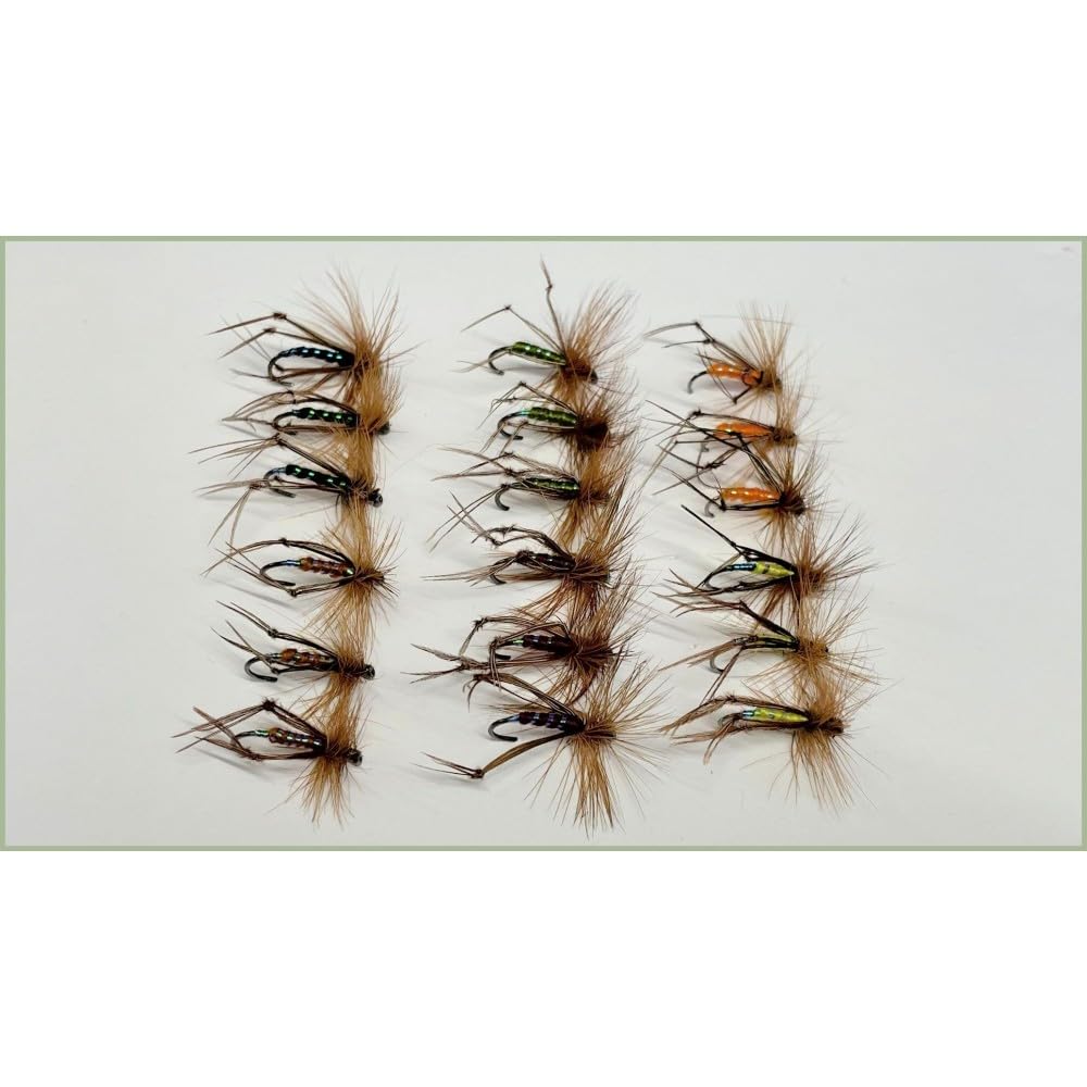 18 Barbless Hoppers, Trout Fishing Flies Mixed Colours, choice of sizes, Hopper Flies (Mixed)