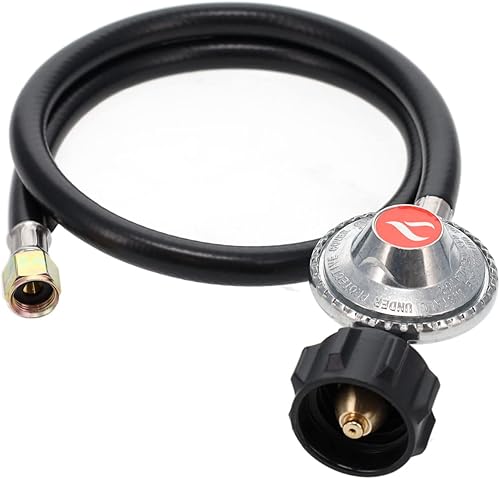 Miniatura 5 de GasOne 2109-RED - Regulador ajustable de alta presión de 4 pies de 0-20 PSI con manguera roja tipo QCC-1 que funciona con tanques de propano de