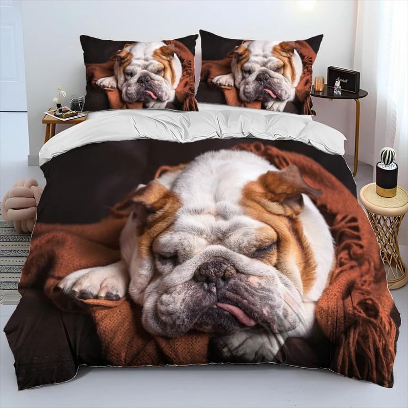 Funda nórdica cama 150 pitbull marrón microfibra 220x240 con fundas almohada 50x75