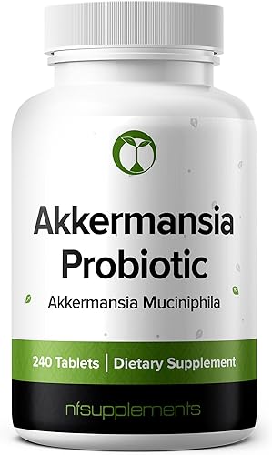 Akkermansia Muciniphila - Suplemento probiótico 240 comprimidos, 100 millones de probióticos AFU para hombres y mujeres, apoya la salud intestinal