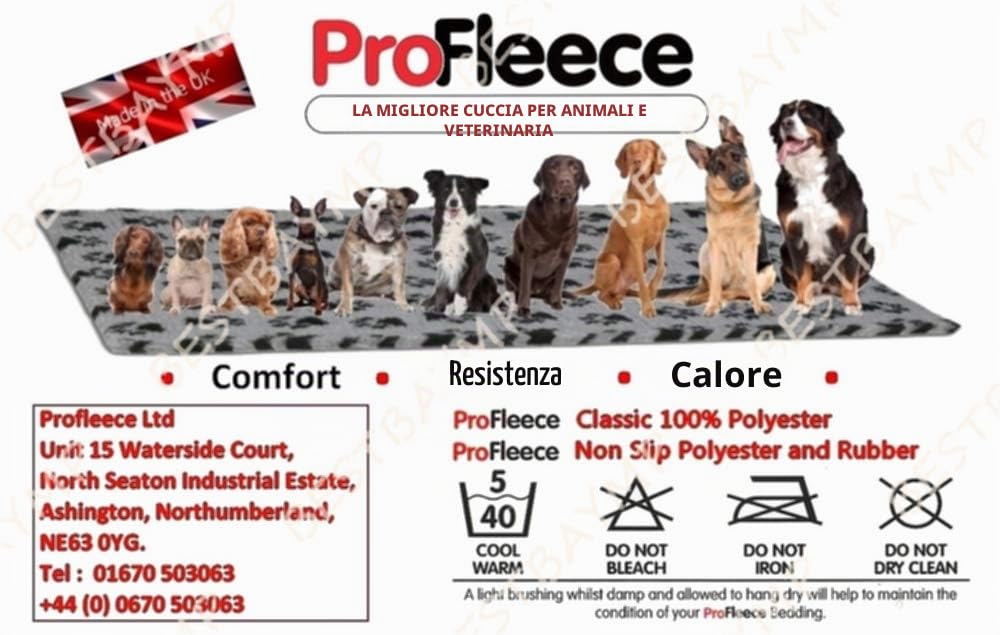 Profleece NonSlip Vet Bedding Tappeto per Cani e Gatti Incontinenti, Anziani, Malati 150 x 100 cm Termoisolante, Filtra i Liquidi, Mantiene il Pelo Asciutto (Zampe Azzurre, 150 x 100)