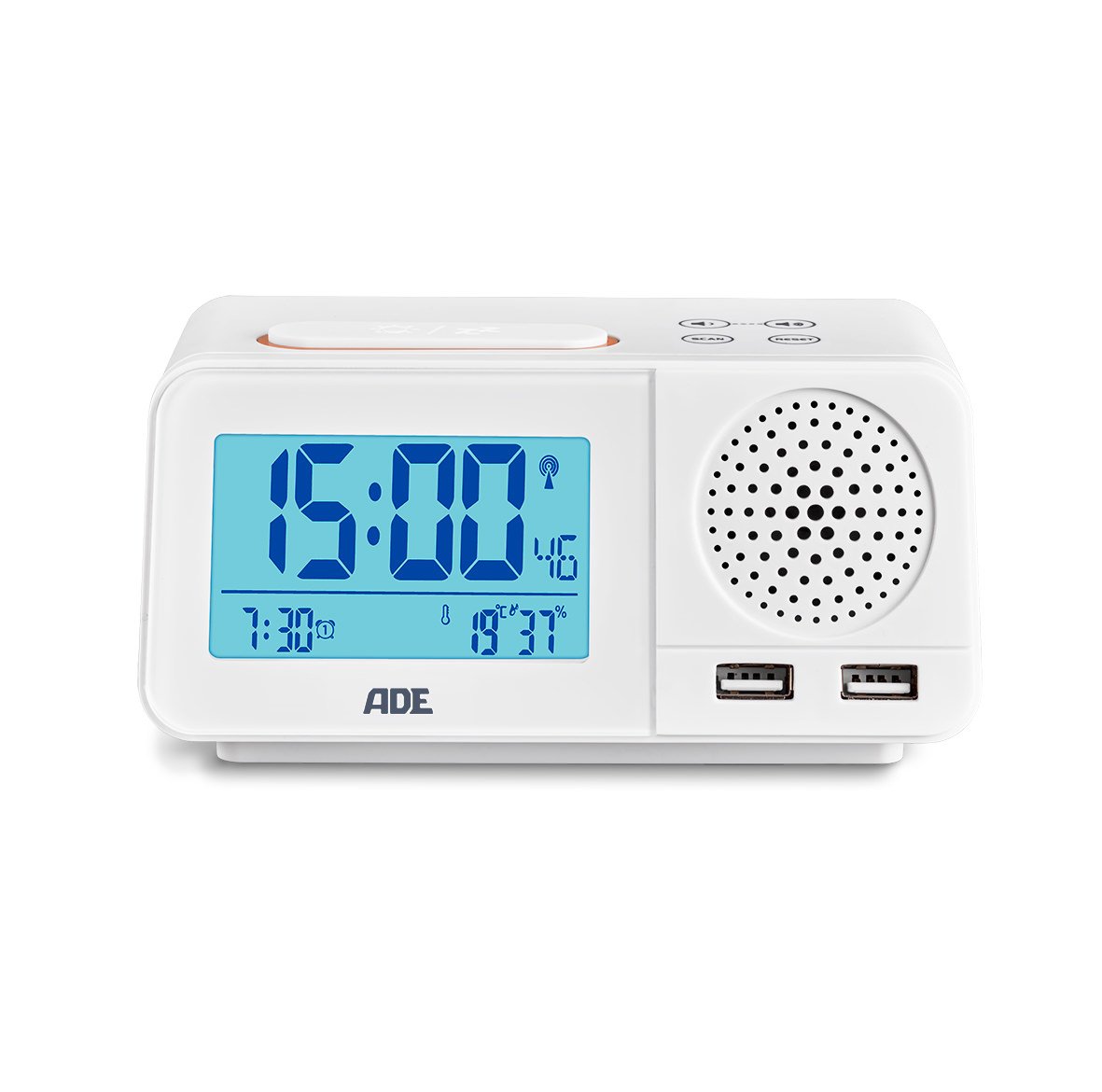 ADE CK1708 Digitaler Radiowecker, Inoxidable, Weiß, 8.5 x 14.5 x 7.1 cm