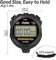 Vista 5 de FCXJTU Digital Simple Stopwatch Timer, No Bells, No Alarm, Simple Basic Operation, Silent, Clear Display, ON/Off, Large Display for Swimming Running