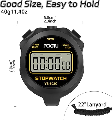 Miniatura 5 de FCXJTU Digital Simple Stopwatch Timer, No Bells, No Alarm, Simple Basic Operation, Silent, Clear Display, ON/Off, Large Display for Swimming Running