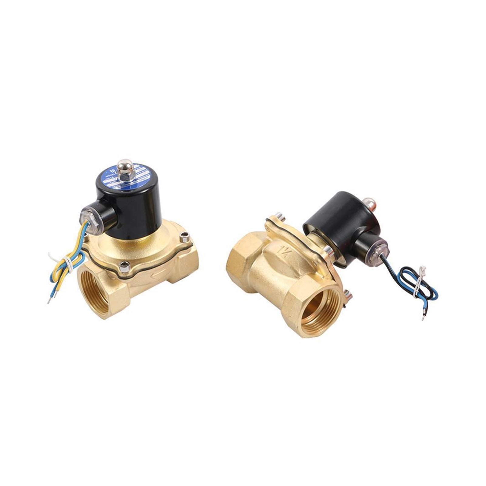 QRUYHBAJU Ball Valve Hot And Cold Water Stop 1.25" Internal Thread Brass Electric Solenoid Valve DC12V DC24V AC220V Normally Closed Solenoid Valve For Water Oil And Air 2W-32