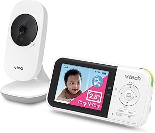 VTech VM819 Baby Monitor with Camera and Audio, 2.8” Screen Portable Baby Camera, Night Vision, 2-Way Audio, Temperature Sensor and Lullabies, Secure Transmission No WiFi, Ideal for Baby/Elderly/Pet