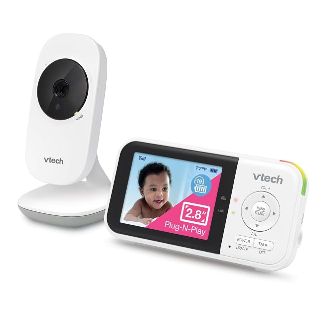 VTech VM819 Baby Monitor with Camera and Audio 2 8 Screen Portable Baby Camera Night Vision 2-Way Audio