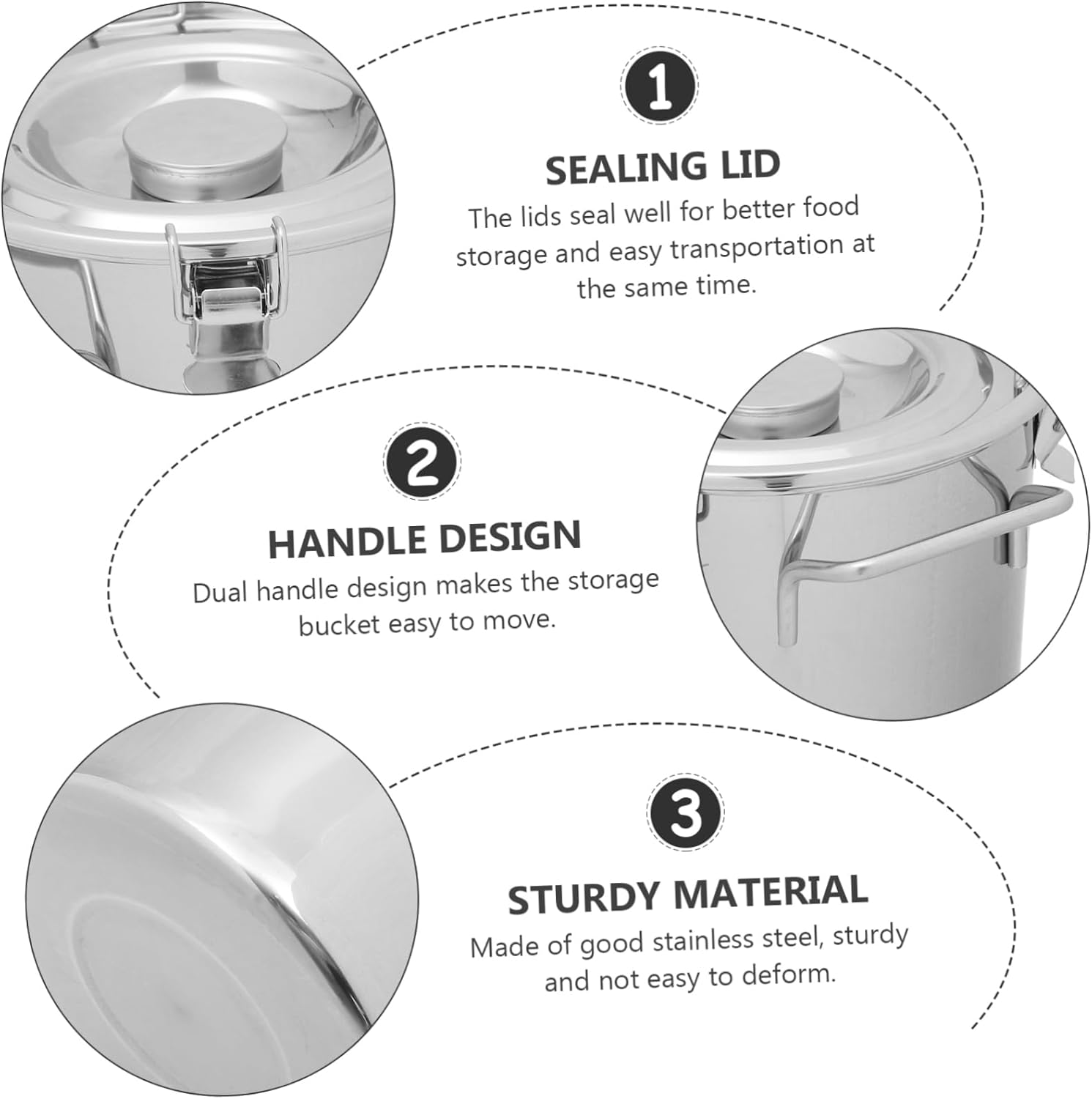 Stainless Steel Sealed Barrel Milk Jug Lid Food Storage Bucket Grease Container Strainer