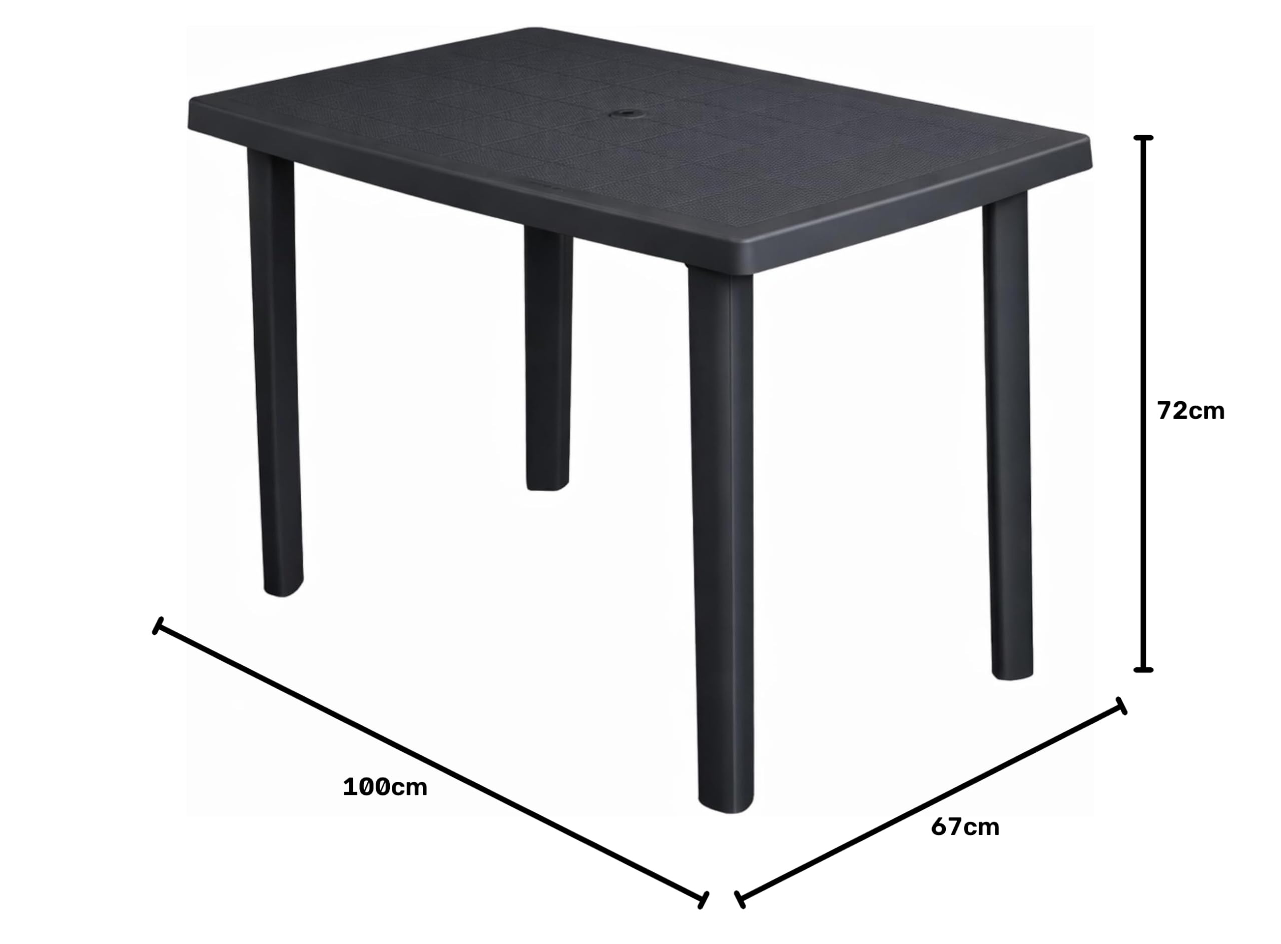 HOUSE COLLECTION TAVOLO DA GIARDINO MARTE 100x67x72cm colore ANTRACITE, in POLIPROPILENE