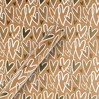 Hallmark Multi-Occasion 2m Roll of Wrapping Paper - Contemporary Hearts on Kraft Design