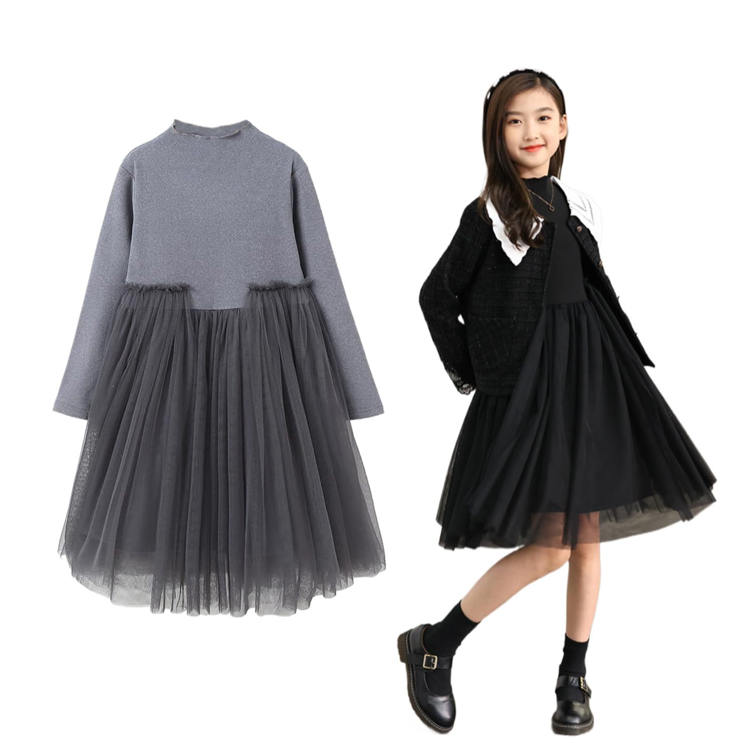 Amazon | [HOLRAFAN] 子供服 キッズ フォーマル ワンピース 黒 グレー