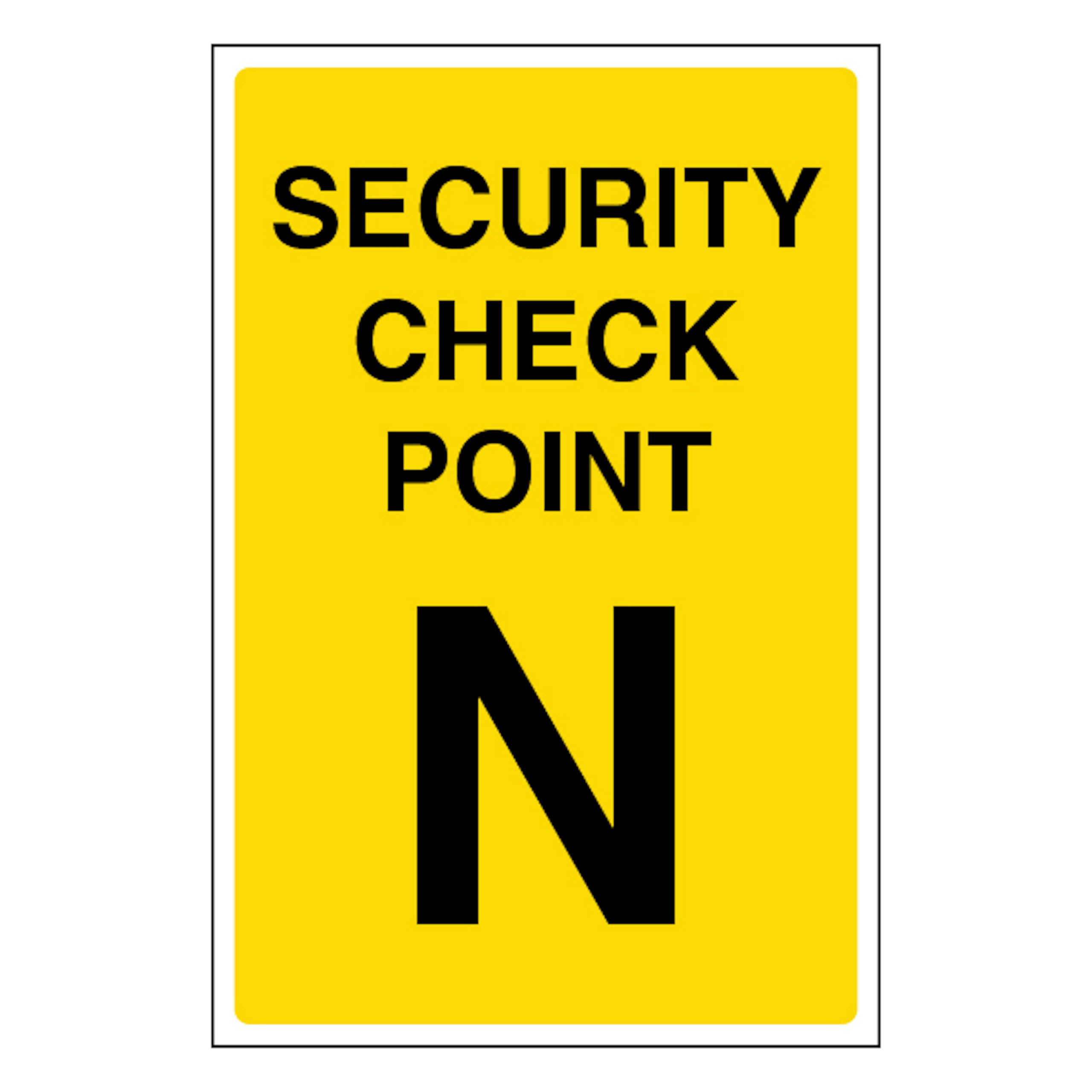 V Safety Security Check Point N 100 x 150 mm - Glow In The Dark 1mm Rigid Plastic