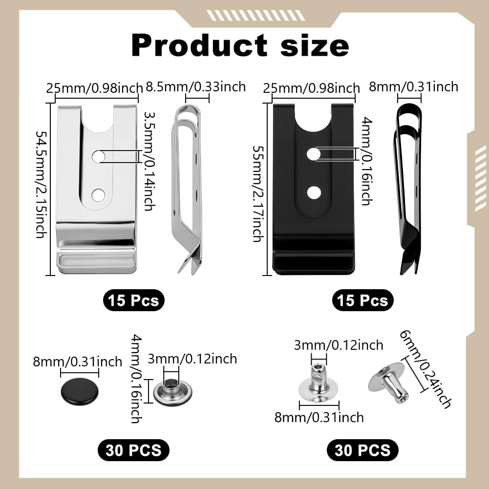 NBEADS 30 Pcs Metal Belt Clip Holster, 5.45x2.5x0.85cm Holster Belt Clip Sheath Clip for Wallets Pouches Belt Bag Leather Crafts DIY - Image 3