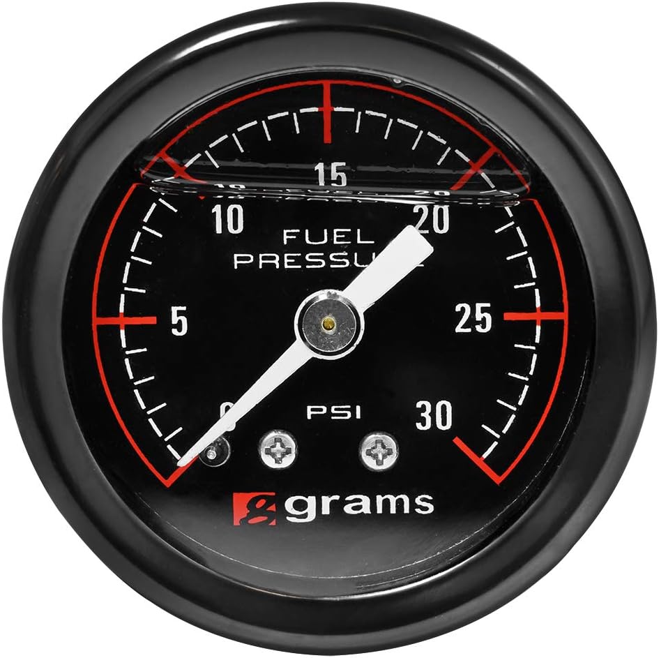 Grams Performance 30psi Fuel Pressure Gauge Blk Face G2-99-0030, Black