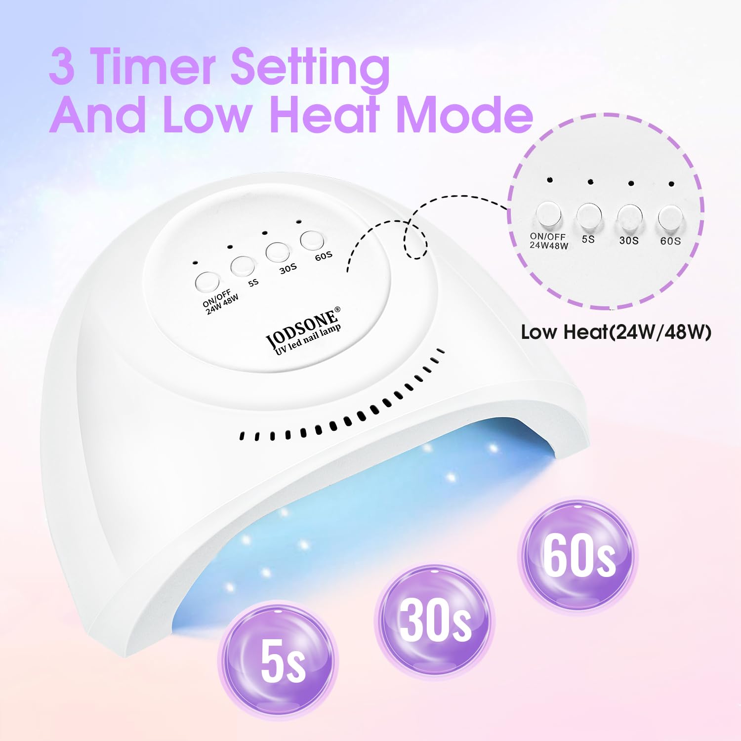 JODSONE UV Nail Lamp, Nail Dryer 48W UV Lamps for Gel Nails with 3 Timer, Auto Sensor, Led Nail Lamp, Nails Dryers, Nail-Lamps - Image 3