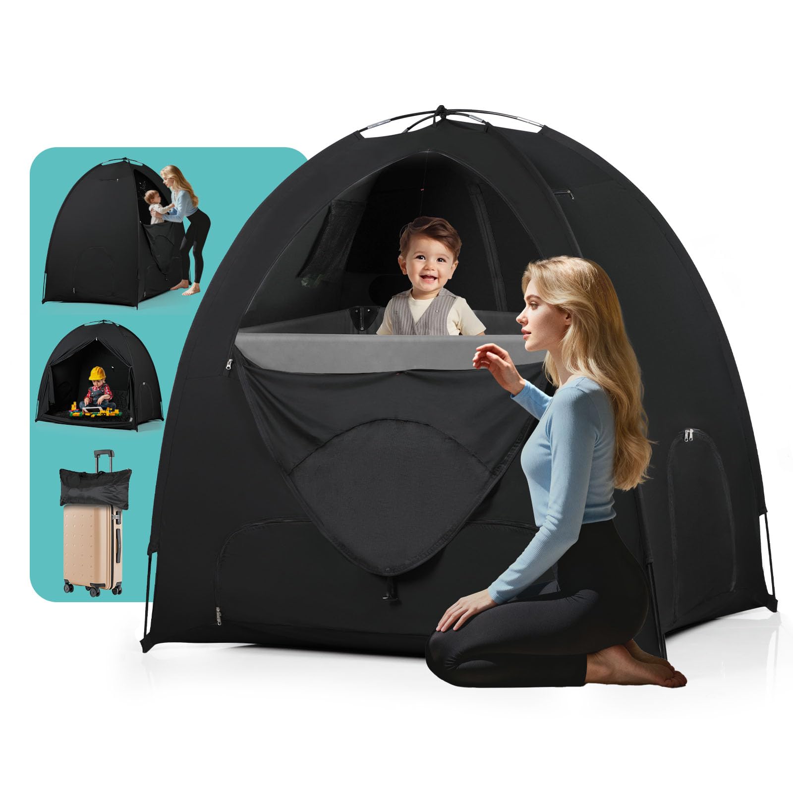 Photo 1 of Blackout Tent for Pack and Play - Sleep Pod with Light-Blocking - Portable Pack N Play Blackout Cover for Travel Crib/Mini Crib/Palyards
