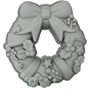 X-Haibei Round Holiday Wreath Jello Puding Cake Pan Silicone Shallow Mold 9-inch