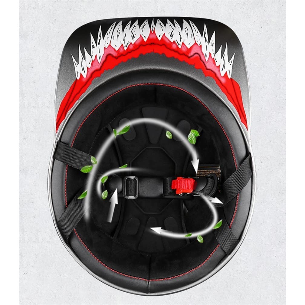 Motorrad-Halbhelme Mit Brille Und Gesichtsabdeckung, Retro-Schirmmütze Halbschale, Halbschalenhelm, DOT/ECE-geprüfter Vintage-Helm Im Deutschen Stil Für Männer Und Frauen (M/L/XL)