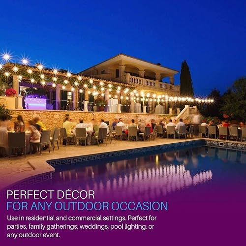 Miniatura 20 de Svater Tira de luces para exteriores de 150 pies, luz de patio con 78 bombillas LED inastillables, luces de globo G40 colgantes de plástico exterior