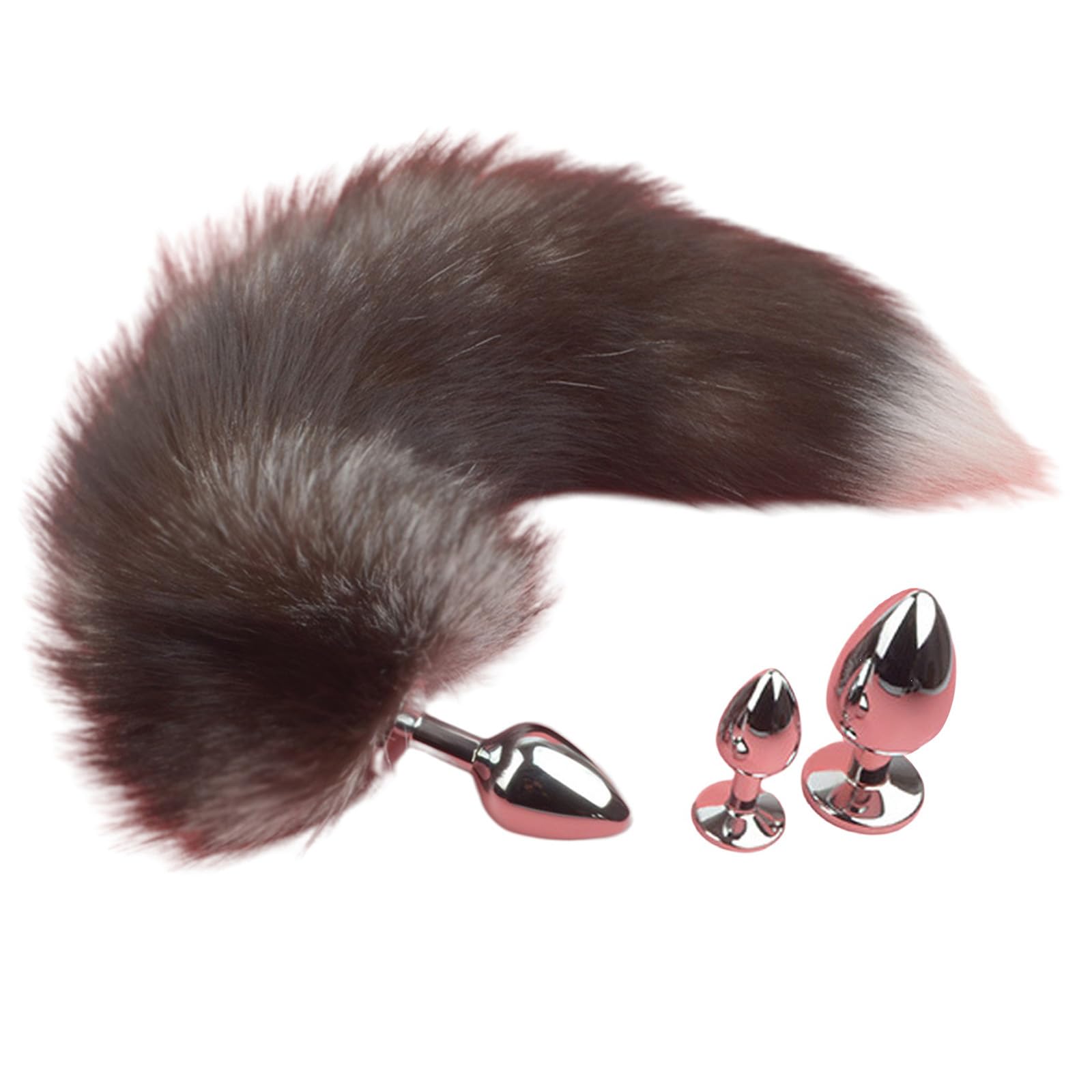 Fox Tail with Metal Anal Plug, Sex Butt Plug Fox Tail Prop for Women -UKHF04 (XXS)