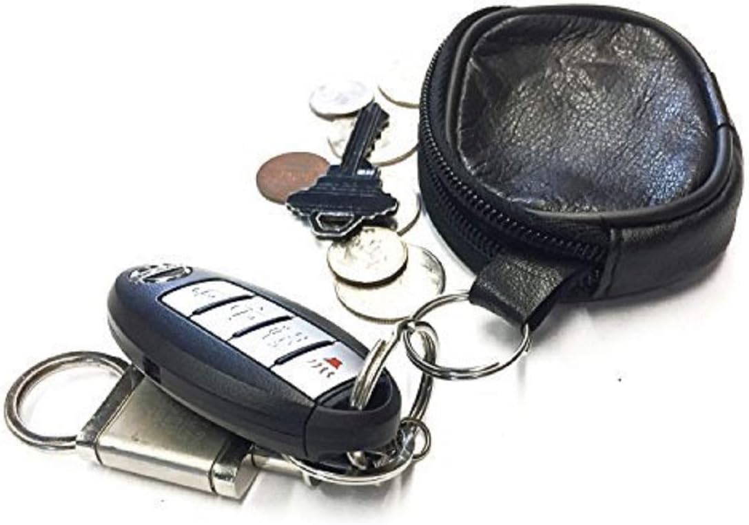 Genuine Leather Coin Pouch Coin Purse With Two Zippers